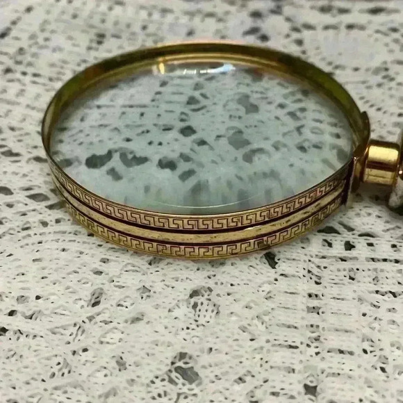 Vintage Cobalt Blue & White Porcelain Desk Set,  Magnifying Glass, Letter Opener - Picture 7 of 16